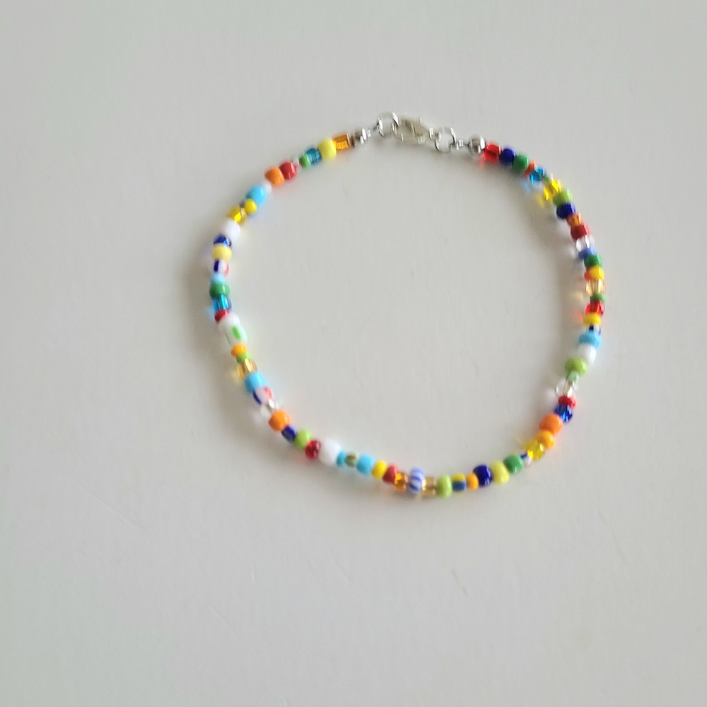 Boho Multicolor Beaded Anklet Bracelet - Picture 7 of 8
